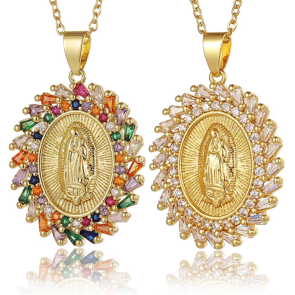 Hot-selling women's religious jewelry on the independent website: copper micro-inlaid zircon Virgin Mary pendant, believer necklace, women wholesale detail image 8