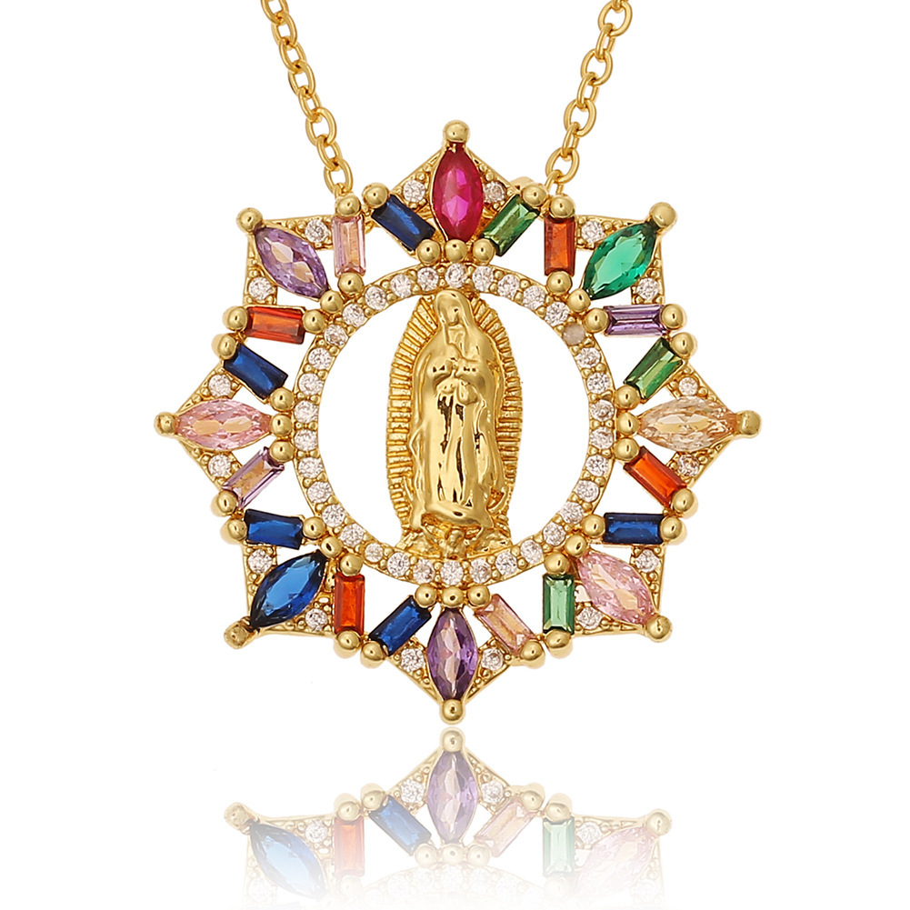 Hot-selling women's religious jewelry on the independent website: copper micro-inlaid zircon Virgin Mary pendant, believer necklace, women wholesale detail image 15