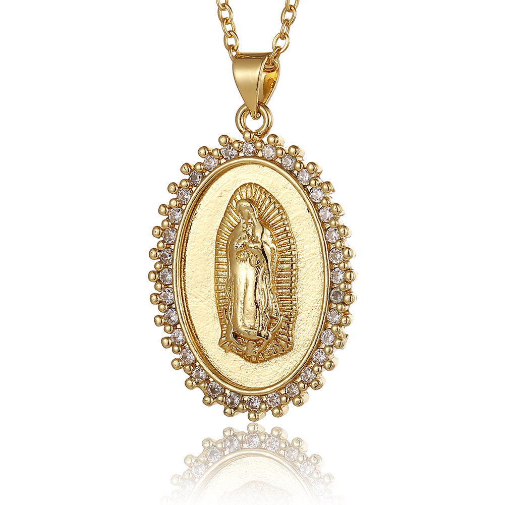 Hot-selling women's religious jewelry on the independent website: copper micro-inlaid zircon Virgin Mary pendant, believer necklace, women wholesale detail image 18