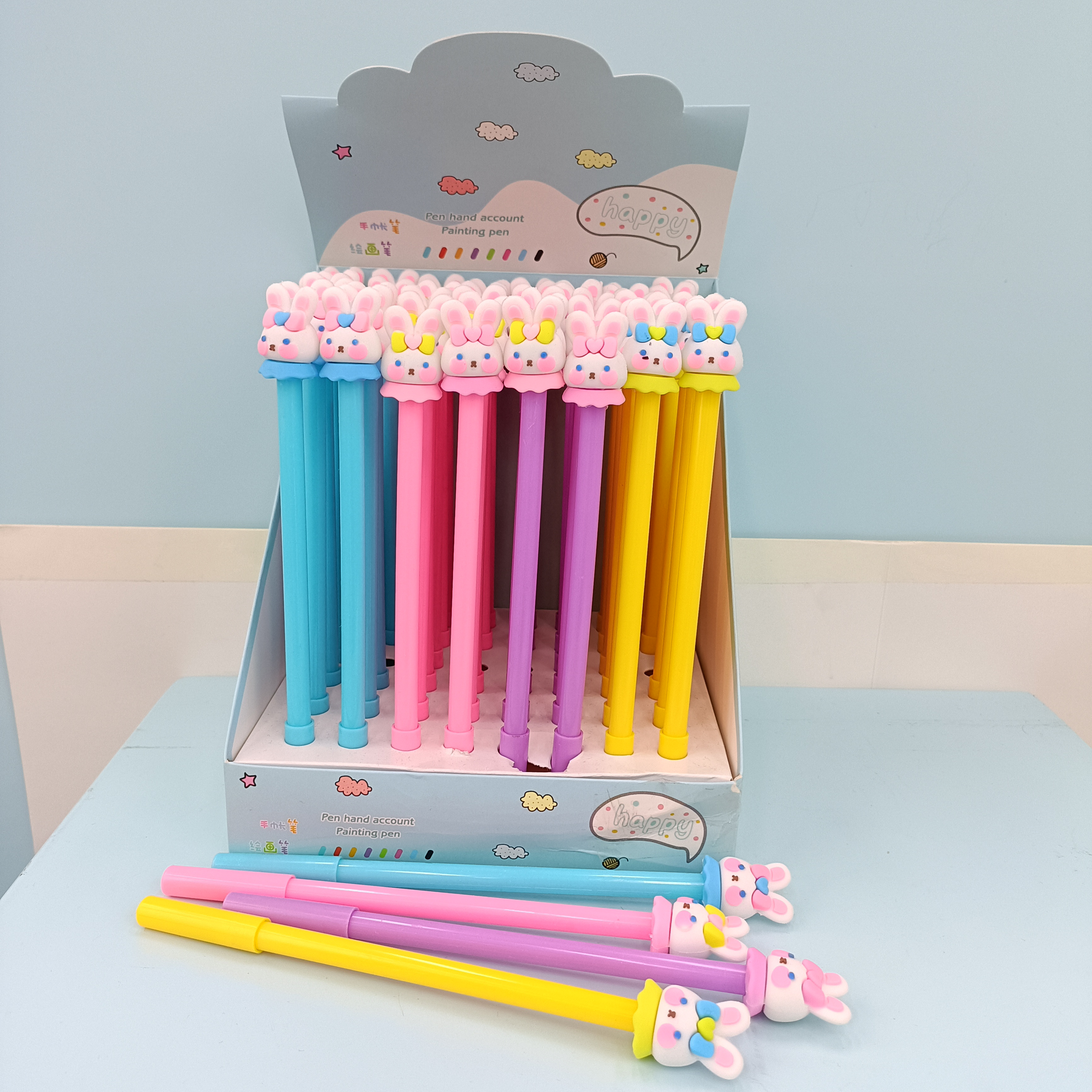 Cartoon-tipped silicone gel pen with a cute and creative three-dimensional tip
