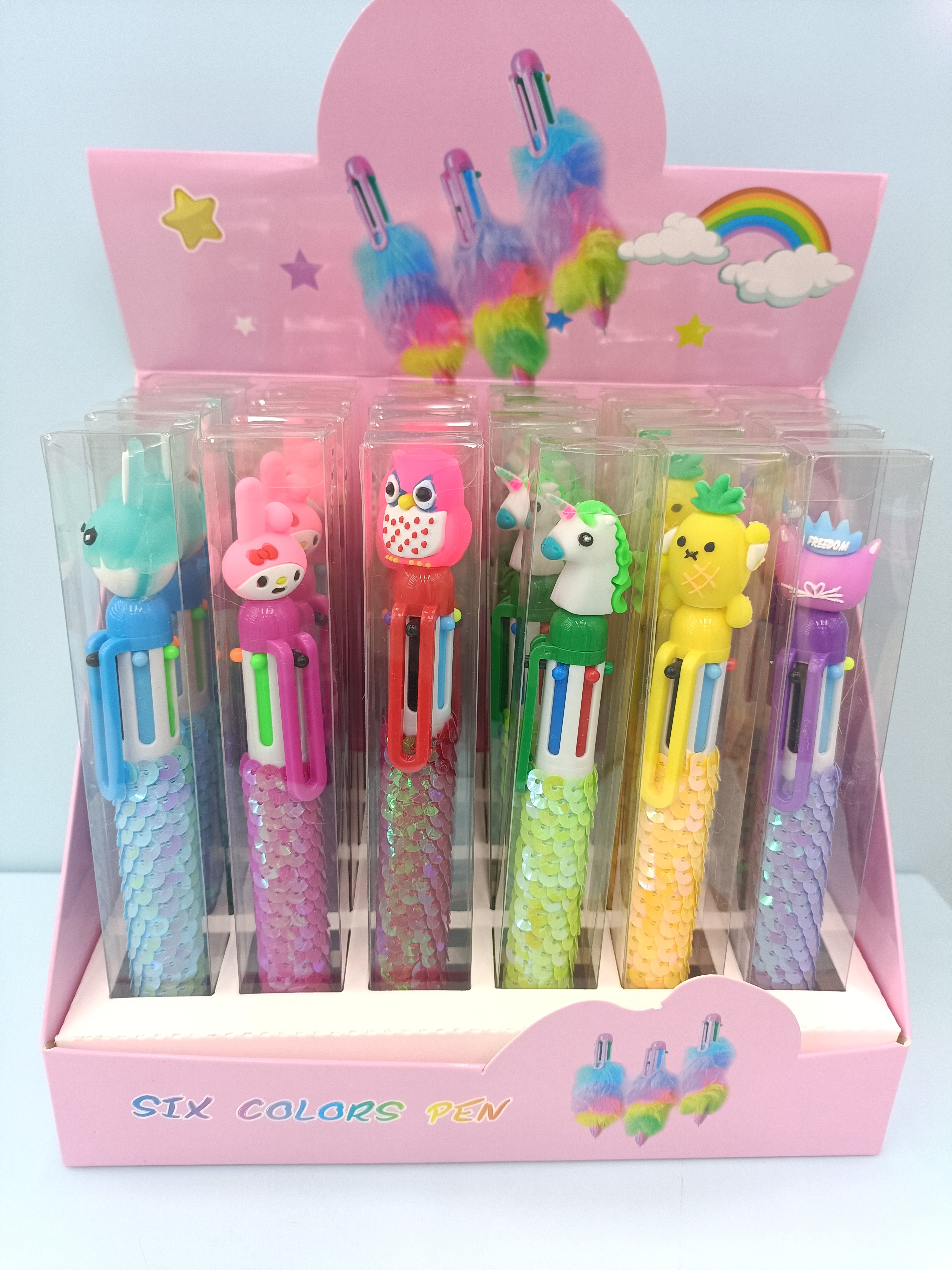 Cute cartoon creative silicone headband sequined six-color ballpoint pen