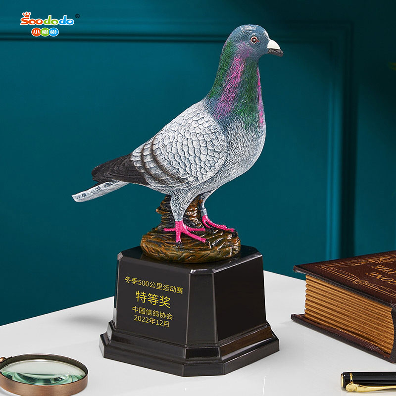 Small dudu XDJZ-HPG01 Resin Trophy Creative Pigeon Trophy Big Pigeon Turby Ring Trophy Racing pigeon carrier pigeon trophy wholesale