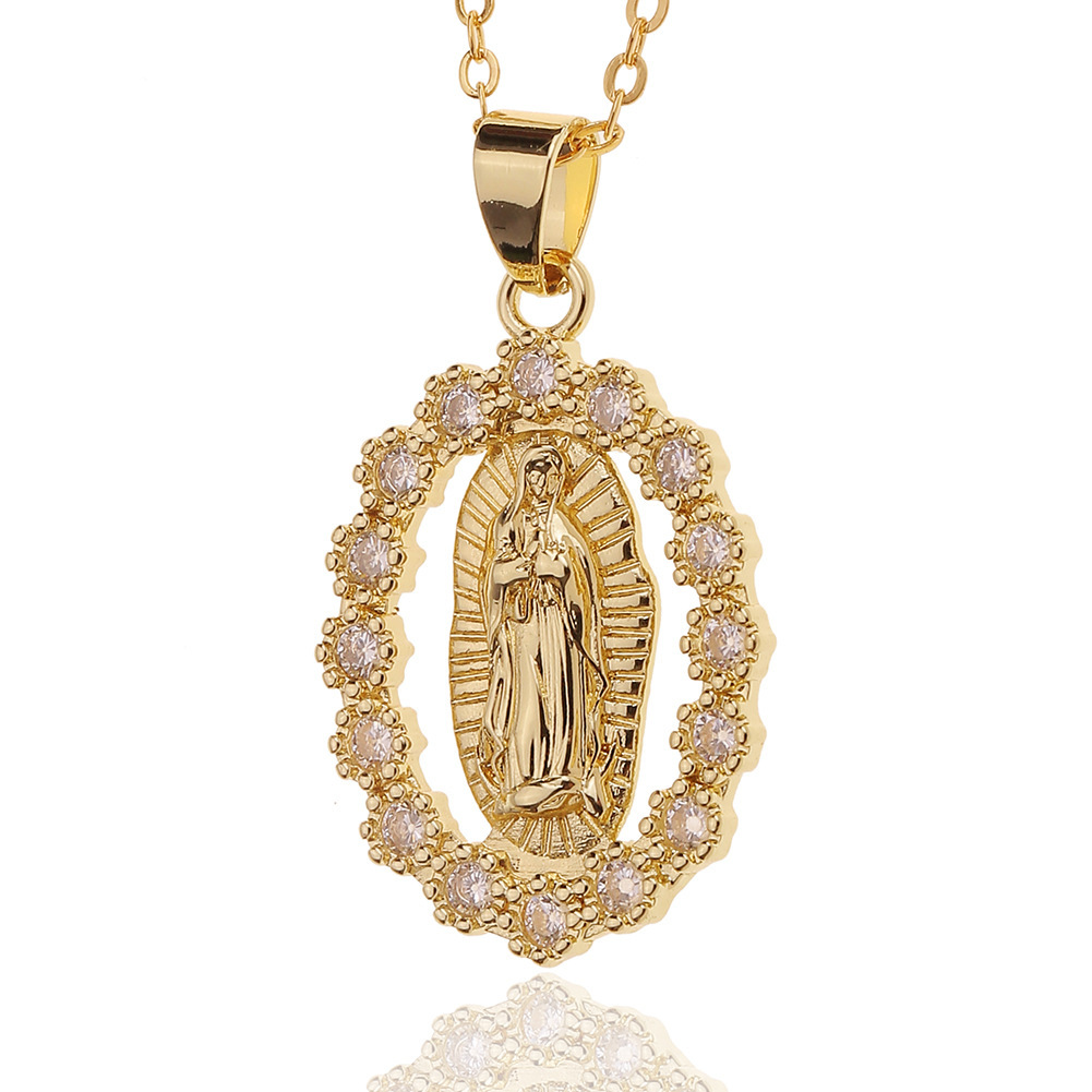 Hot-selling women's religious jewelry on the independent website: copper micro-inlaid zircon Virgin Mary pendant, believer necklace, women wholesale detail image 12