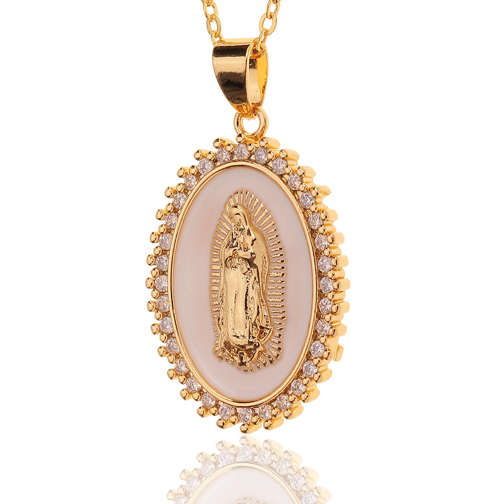 Hot-selling women's religious jewelry on the independent website: copper micro-inlaid zircon Virgin Mary pendant, believer necklace, women wholesale detail image 19