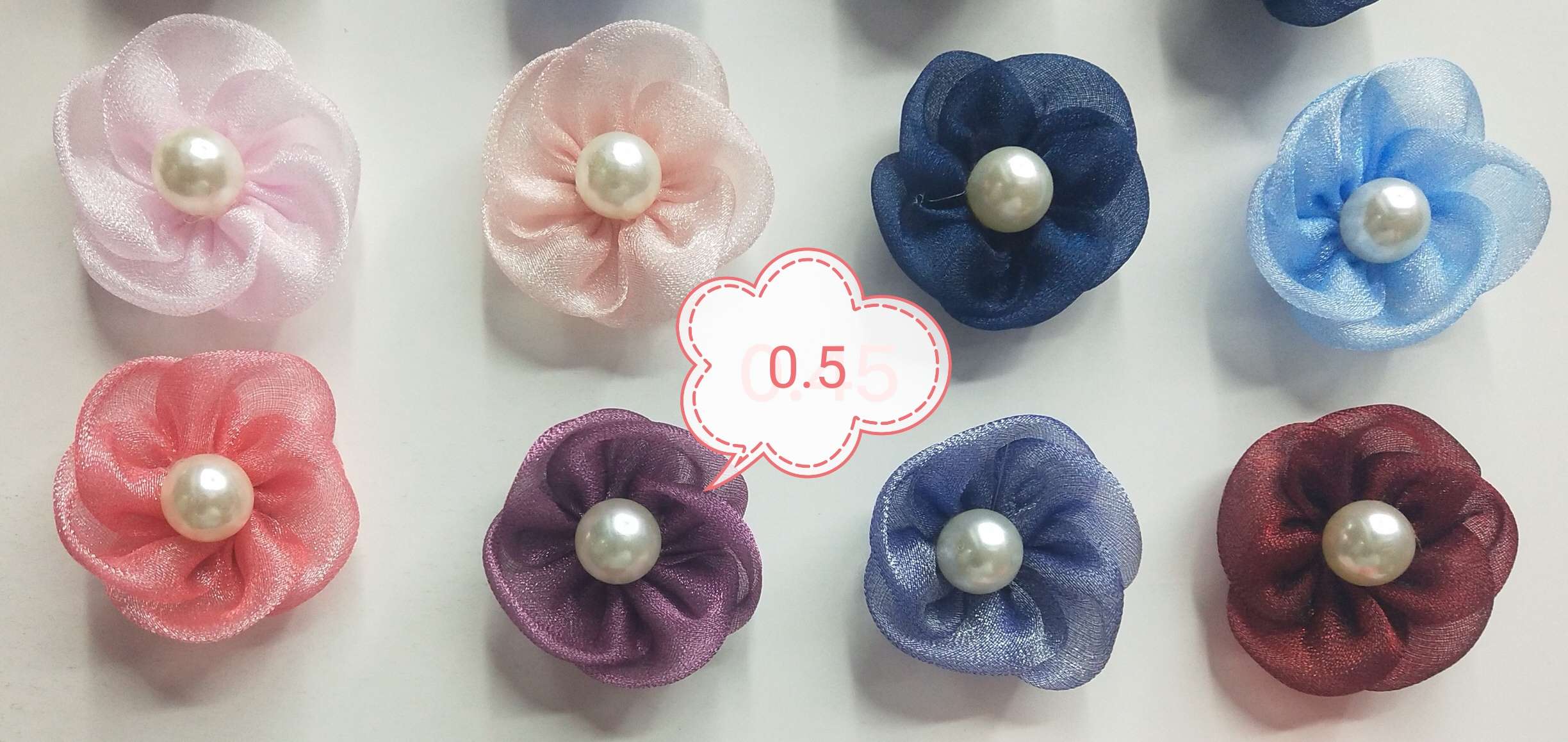 云彩纱加珍珠复古半叠五瓣花DIY手作配件