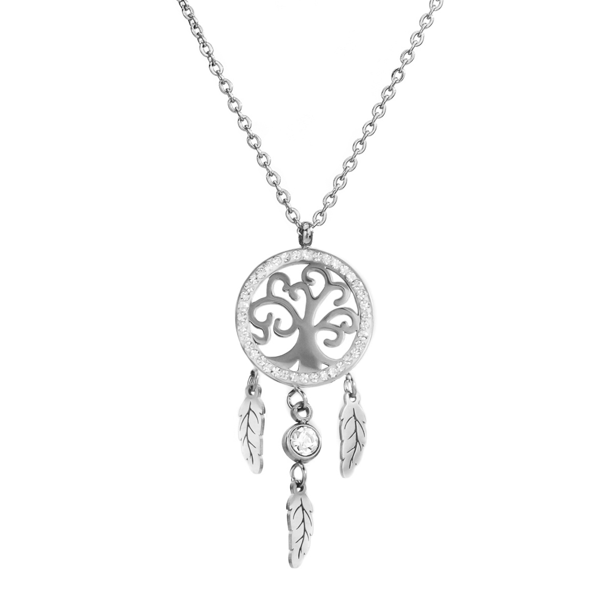 欧美高端气质可调节陶瓷钻生命树项链保色防过敏网红百搭首饰