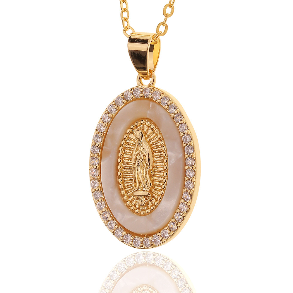 Hot-selling women's religious jewelry on the independent website: copper micro-inlaid zircon Virgin Mary pendant, believer necklace, women wholesale detail image 11
