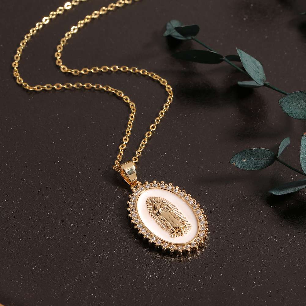 Hot-selling women's religious jewelry on the independent website: copper micro-inlaid zircon Virgin Mary pendant, believer necklace, women wholesale Application Scenario