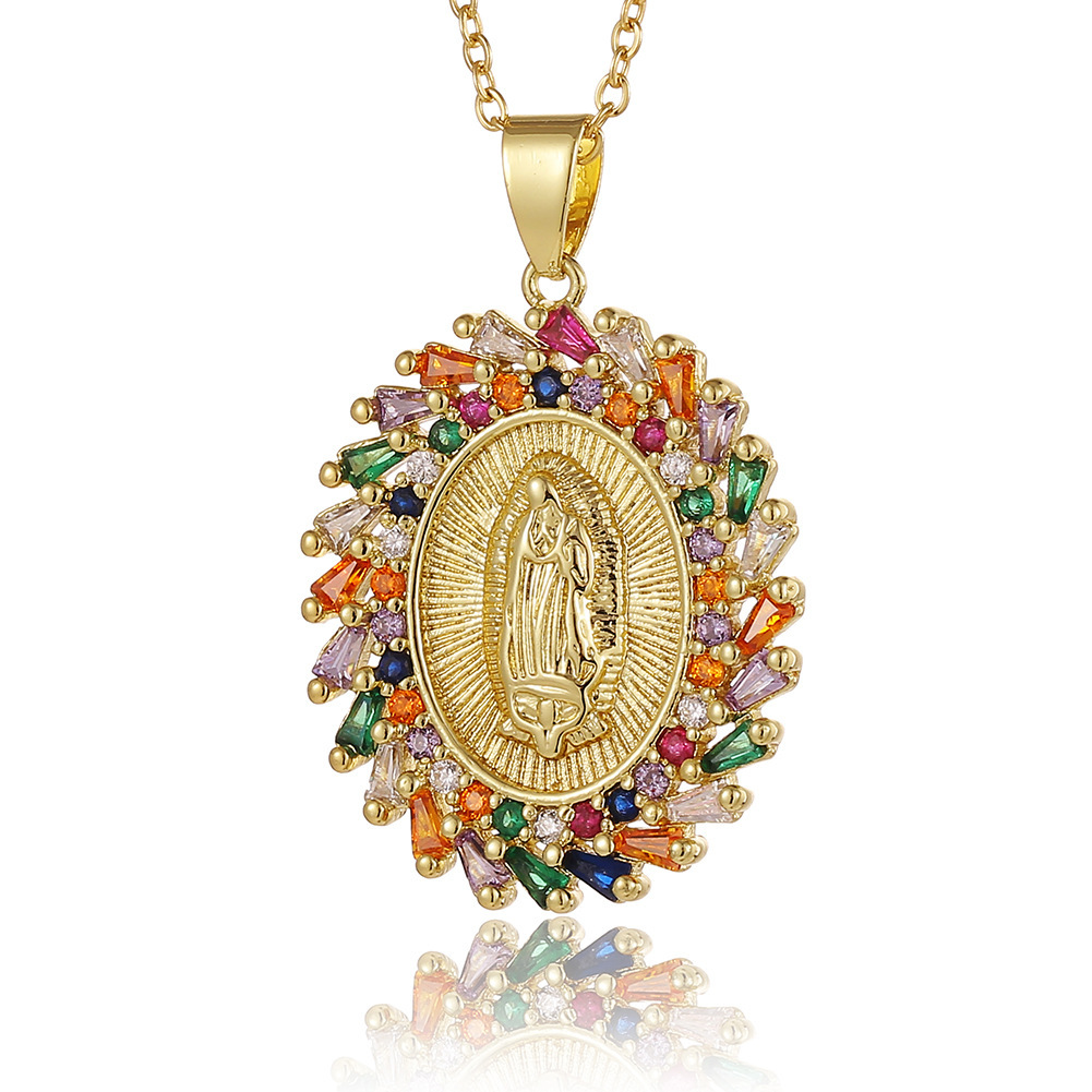 Hot-selling women's religious jewelry on the independent website: copper micro-inlaid zircon Virgin Mary pendant, believer necklace, women wholesale detail image 14