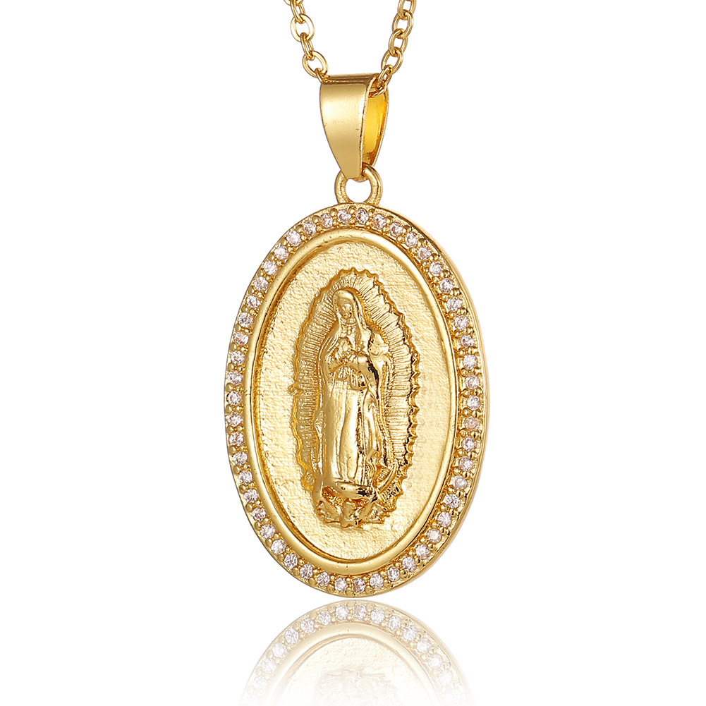 Hot-selling women's religious jewelry on the independent website: copper micro-inlaid zircon Virgin Mary pendant, believer necklace, women wholesale detail image 17