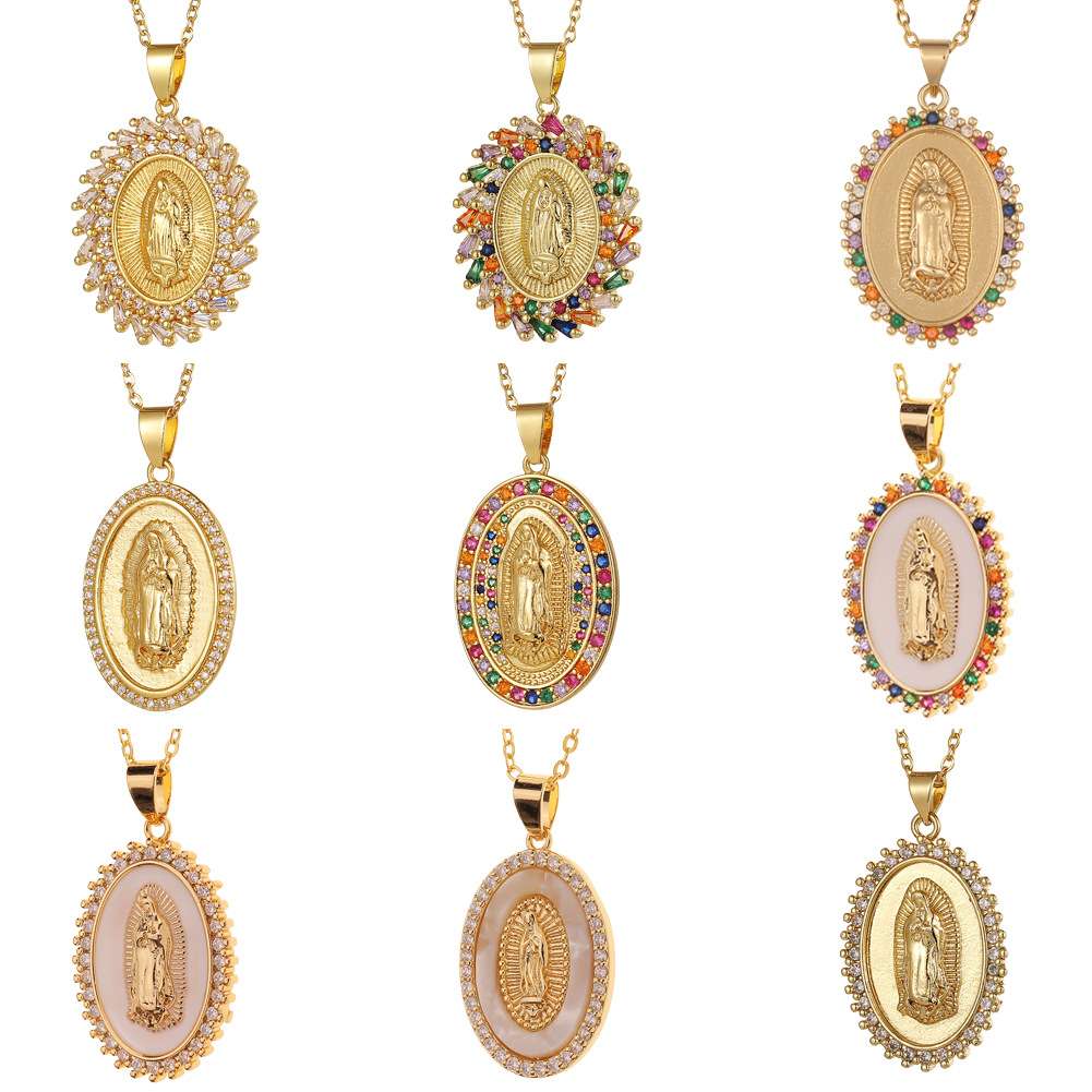 Hot-selling women's religious jewelry on the independent website: copper micro-inlaid zircon Virgin Mary pendant, believer necklace, women wholesale detail image 13