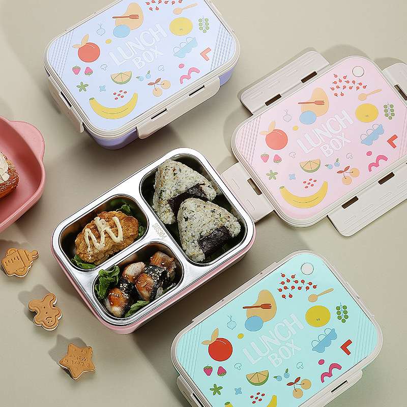 S42-7098A multi-specification 304 stainless steel insulated lunch box, compartments, children's plates, lunch box, lunch box with tableware Item Picture