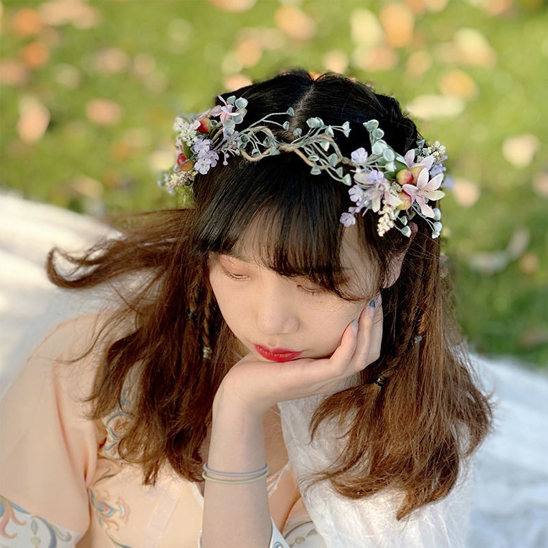 夏威夷花环满天星海边度假拍照森系新娘表演头饰发箍旅游发饰发圈详情3