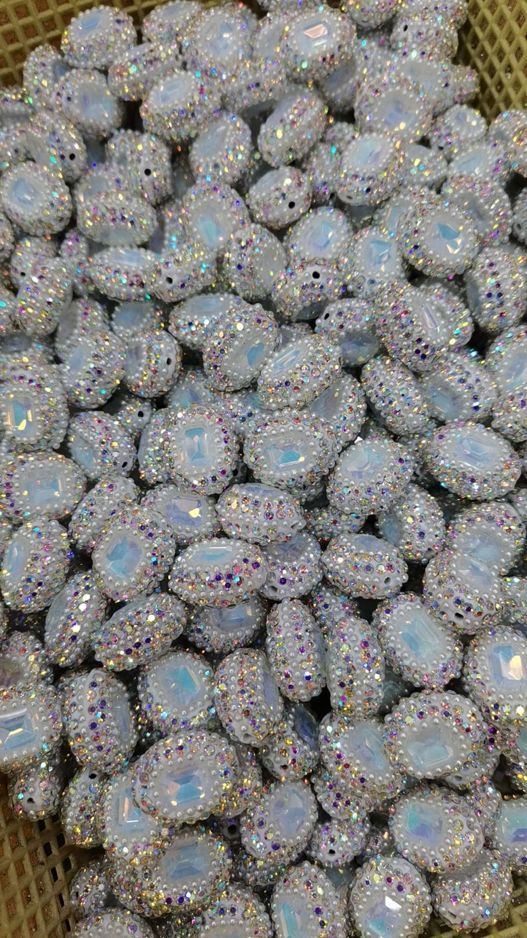 Oval flat bead soft clay rhinestone jewelry accessories detail image 1
