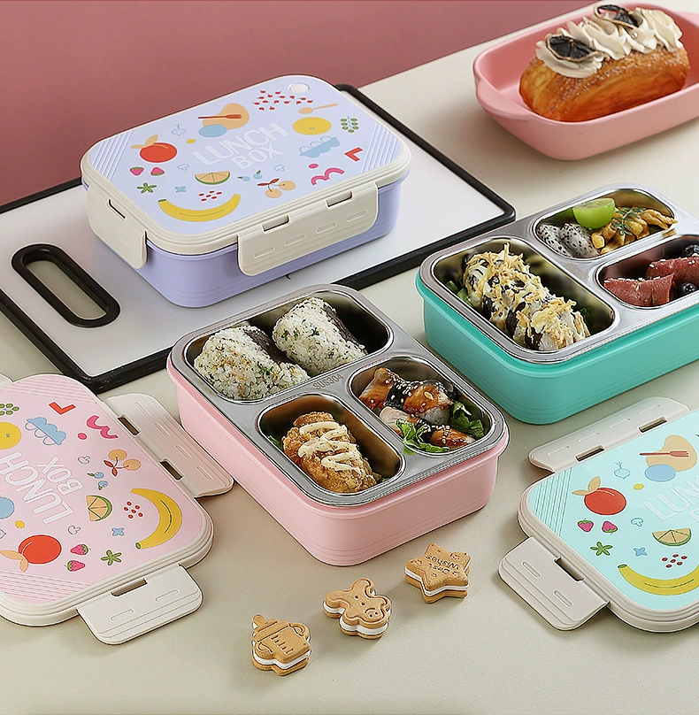 S42-7098A multi-specification 304 stainless steel insulated lunch box, compartments, children's plates, lunch box, lunch box with tableware detail image 8