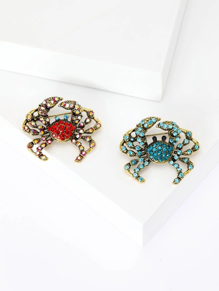 Ziyang Accessories 2023 New Chinese-style water diamond crab brooch, high-end women's personalized and fashionable brooch, elegant brooch, coat cardigan with accessories factory direct sales Ziyang Accessories 2023 New Chinese-style water diamond crab brooch, high-end women's personalized and fashionable brooch, elegant brooch, coat cardigan with accessories factory direct sales