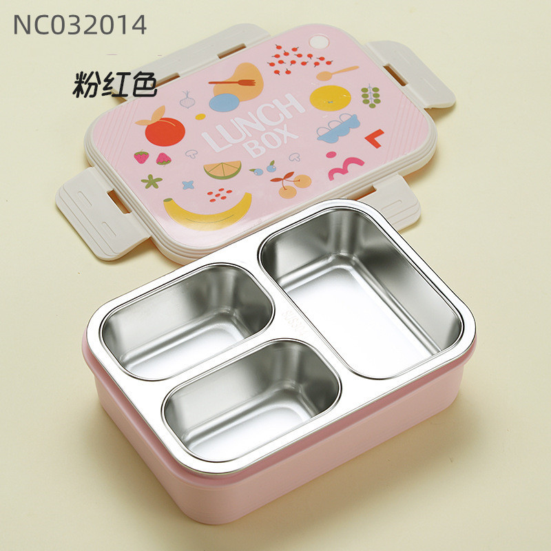 S42-7098A multi-specification 304 stainless steel insulated lunch box, compartments, children's plates, lunch box, lunch box with tableware Specification image
