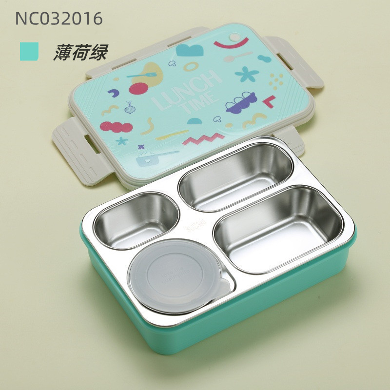 S42-7098A multi-specification 304 stainless steel insulated lunch box, compartments, children's plates, lunch box, lunch box with tableware detail image 4