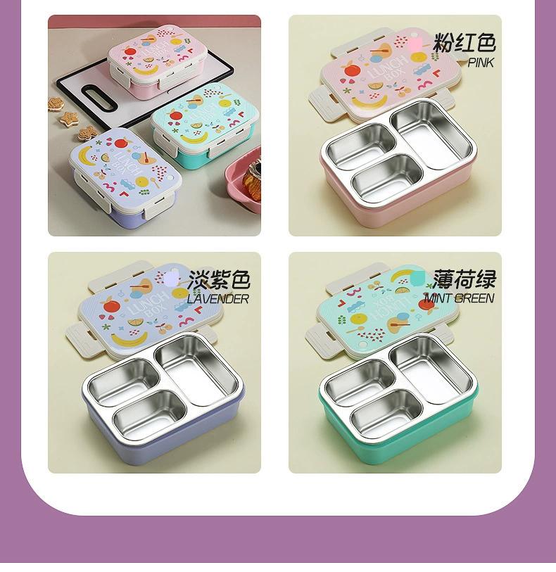 S42-7098A multi-specification 304 stainless steel insulated lunch box, compartments, children's plates, lunch box, lunch box with tableware detail image 9