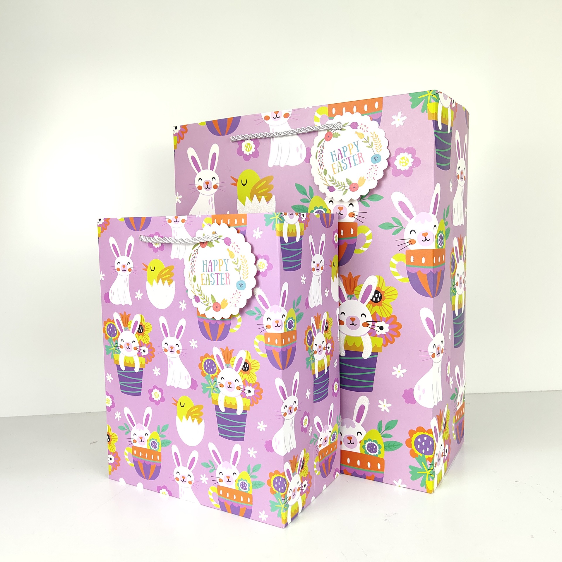 Baisite Packaging Little Rabbit EASTER Gift PAPER BAG with Hanging Card for Cross-border Use HAPPY EASTER PAPER BAG Specification image