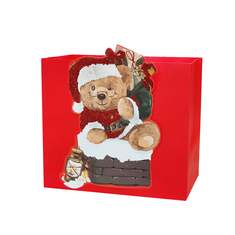 Baisite Packaging's new Christmas gift bags, powder-coated, patchy cartoon Christmas paper bags, hand-carry packaging bags wholesale Item Picture