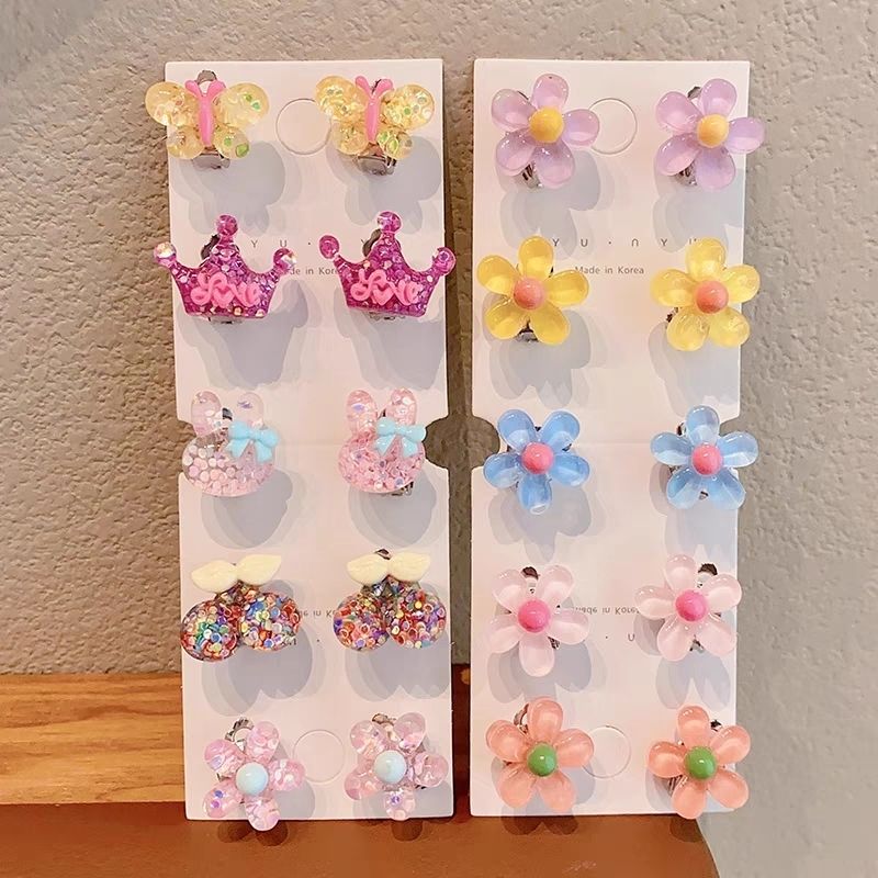 儿童透明花朵耳夹2023新款小女孩配饰女童无耳洞耳朵配饰宝宝饰品