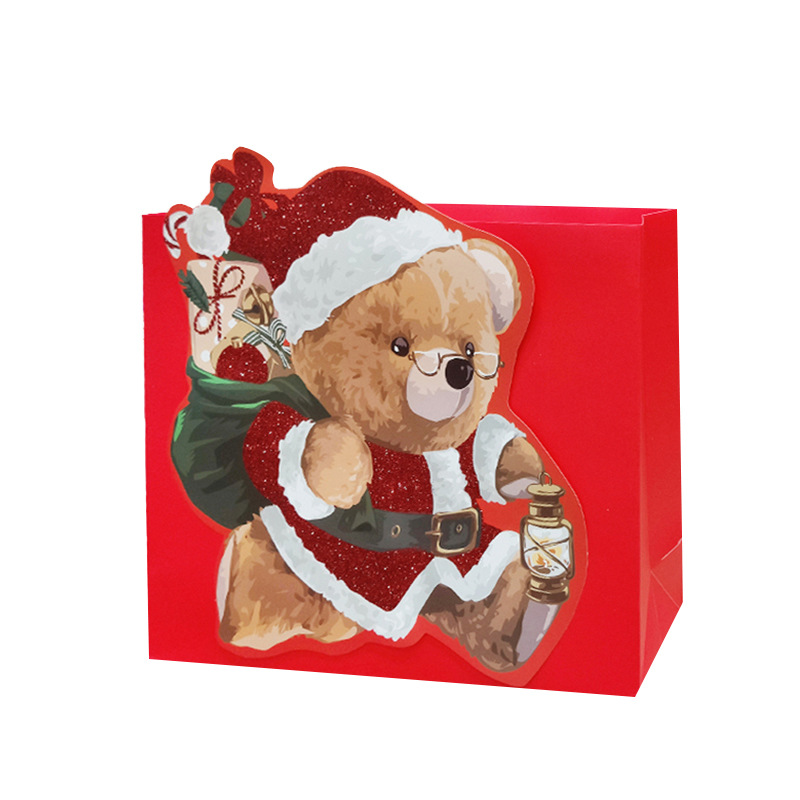 Baisite Packaging's new Christmas gift bags, powder-coated, patchy cartoon Christmas paper bags, hand-carry packaging bags wholesale details Picture