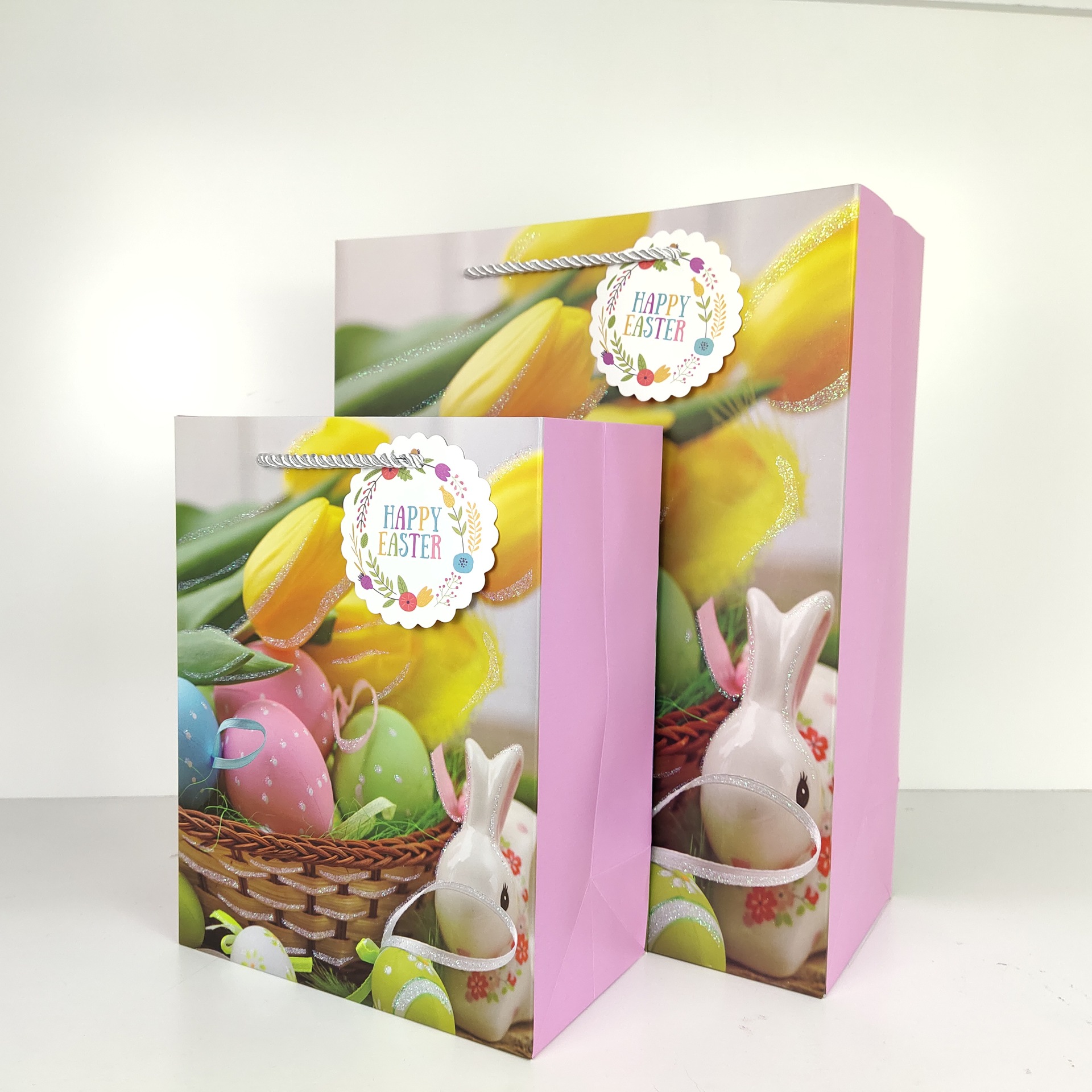 Baisite Packaging Little Rabbit EASTER Gift PAPER BAG with Hanging Card for Cross-border Use HAPPY EASTER PAPER BAG Specification image