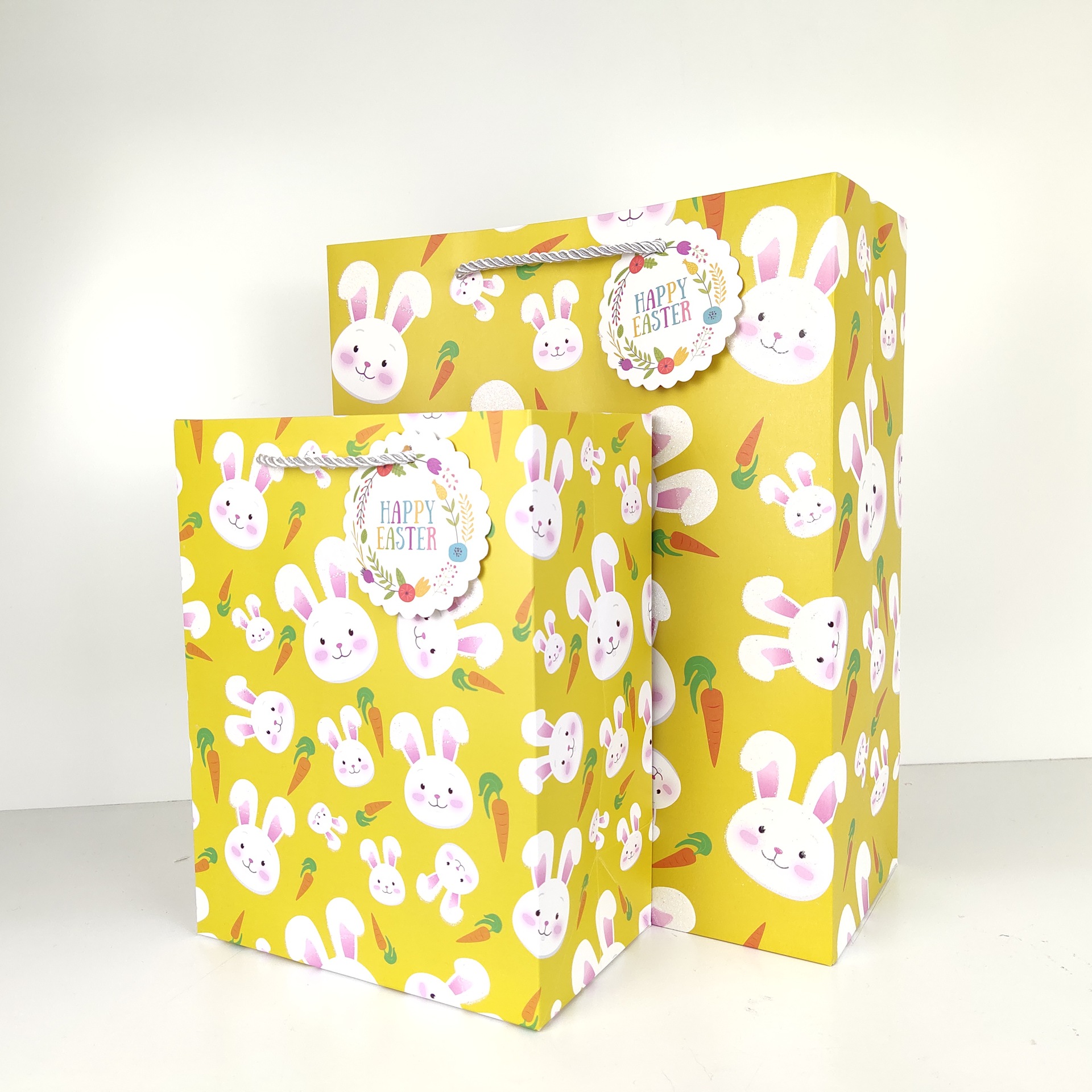 Baisite Packaging Little Rabbit EASTER Gift PAPER BAG with Hanging Card for Cross-border Use HAPPY EASTER PAPER BAG
