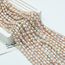 天然螺纹珍珠5-6mm椭圆全孔珍珠DIY手工串珠