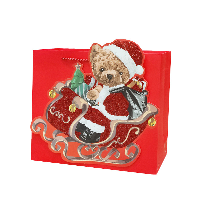 Baisite Packaging's new Christmas gift bags, powder-coated, patchy cartoon Christmas paper bags, hand-carry packaging bags wholesale Application Scenario