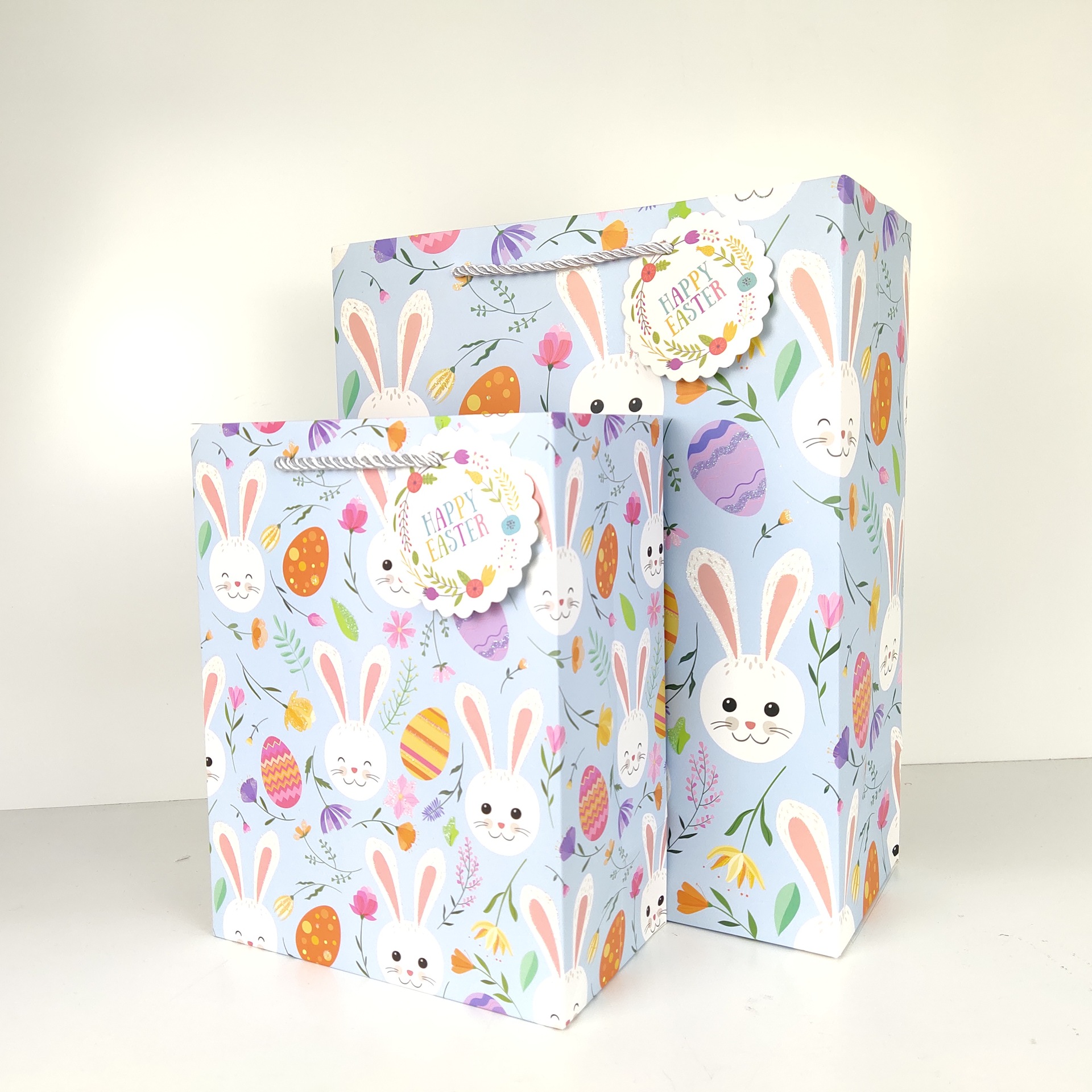Baisite Packaging Little Rabbit EASTER Gift PAPER BAG with Hanging Card for Cross-border Use HAPPY EASTER PAPER BAG details Picture