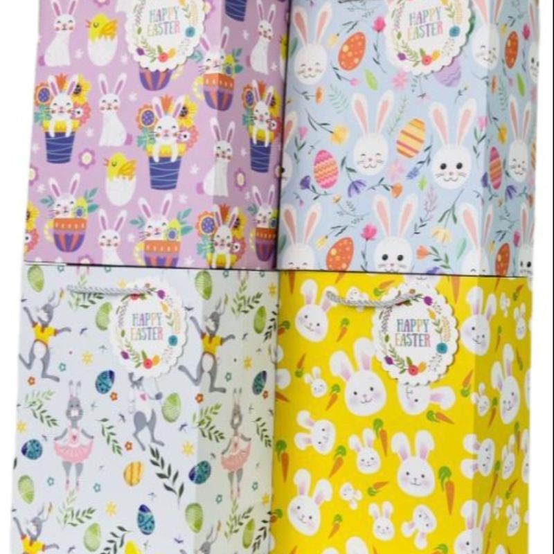 Baisite Packaging Little Rabbit EASTER Gift PAPER BAG with Hanging Card for Cross-border Use HAPPY EASTER PAPER BAG Item Picture