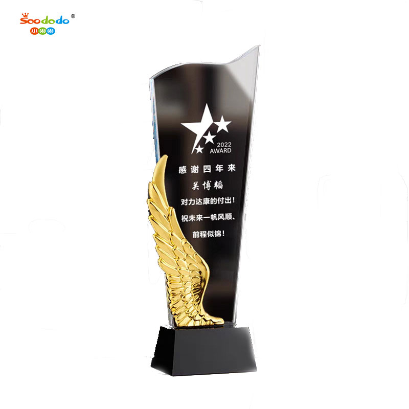 Small dudu XDJZ-SJ01 new manufacturer gold silver copper trophy custom crystal resin metal trophy Crystal pentagonal star trophy thumbnail