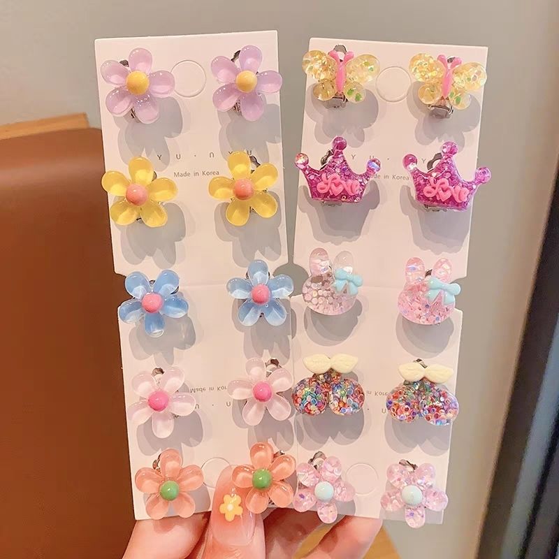 Children's transparent flower ear clips 2023 new style Little girl accessories, girls' earless ear accessories, baby accessories details Picture