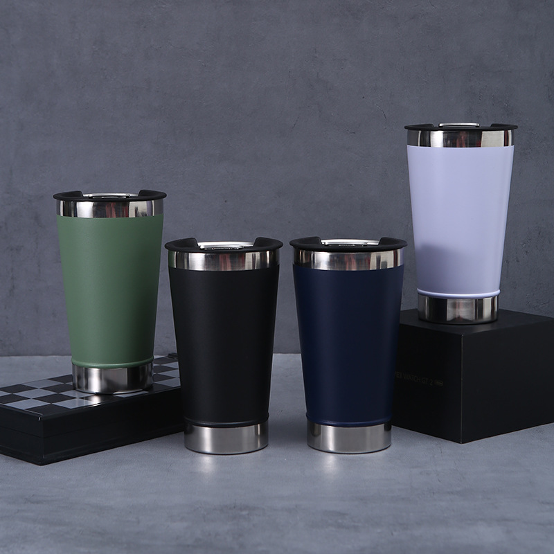 Cross-border nuevo 304 acero inoxidable alto nivel de apariencia portátil frío taza de aislamiento doble vacío con abridor taza de cerveza Specification image