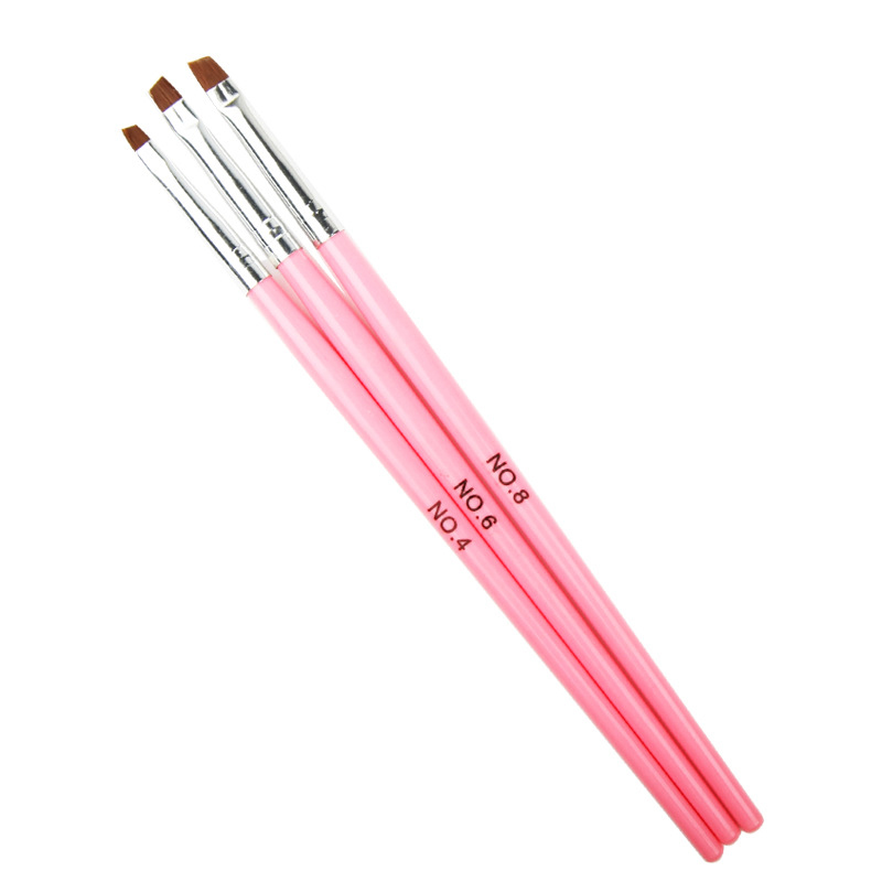 287 粉色木杆3支装彩绘拉线笔勾花笔光疗雕花彩绘笔美甲笔刷工具