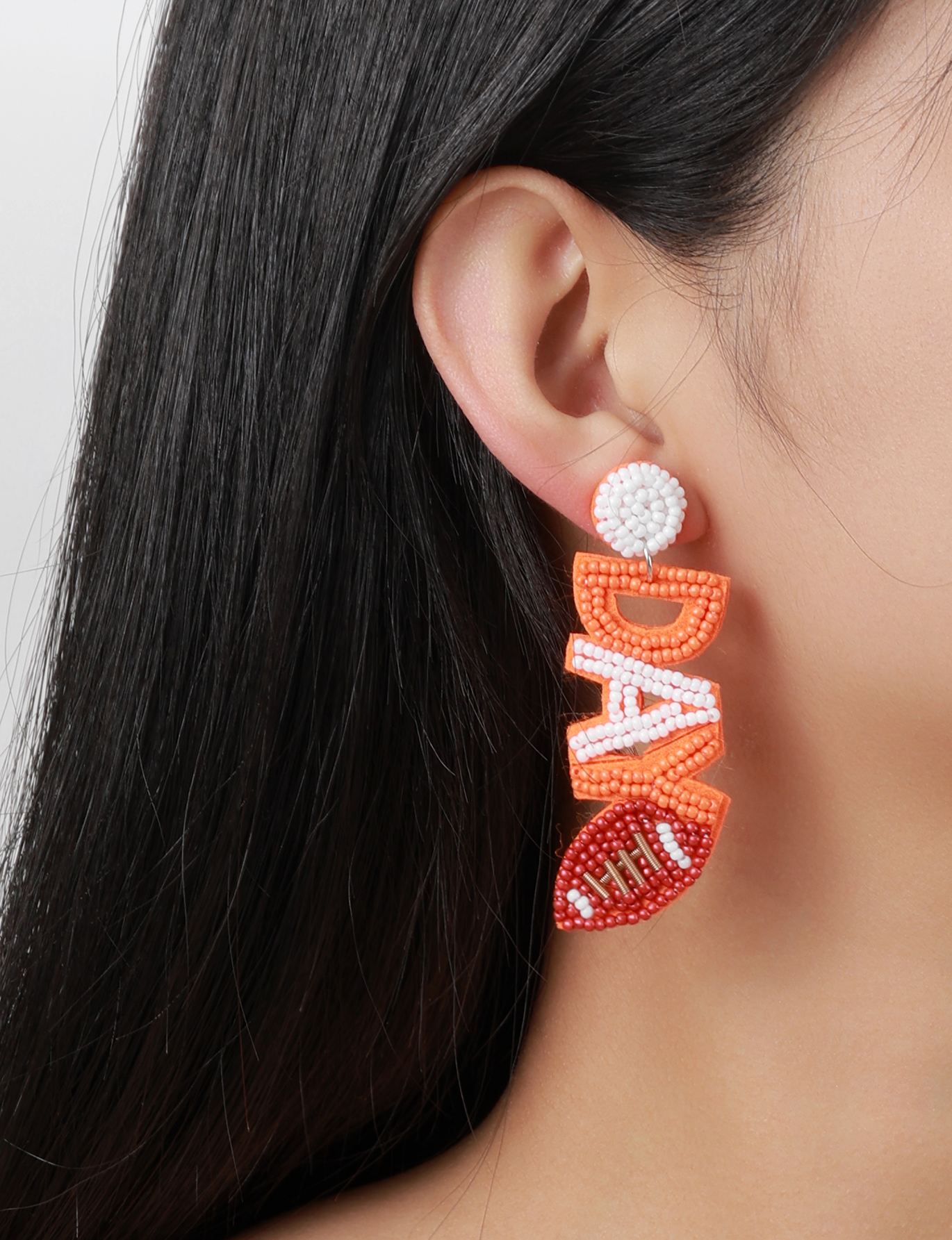 Europe And The United States Cross-Border Sports Fashion Commuter Cloth Pure Handmade Rice Beads English Letters Autumn Winter Women's Earrings Specification drawing