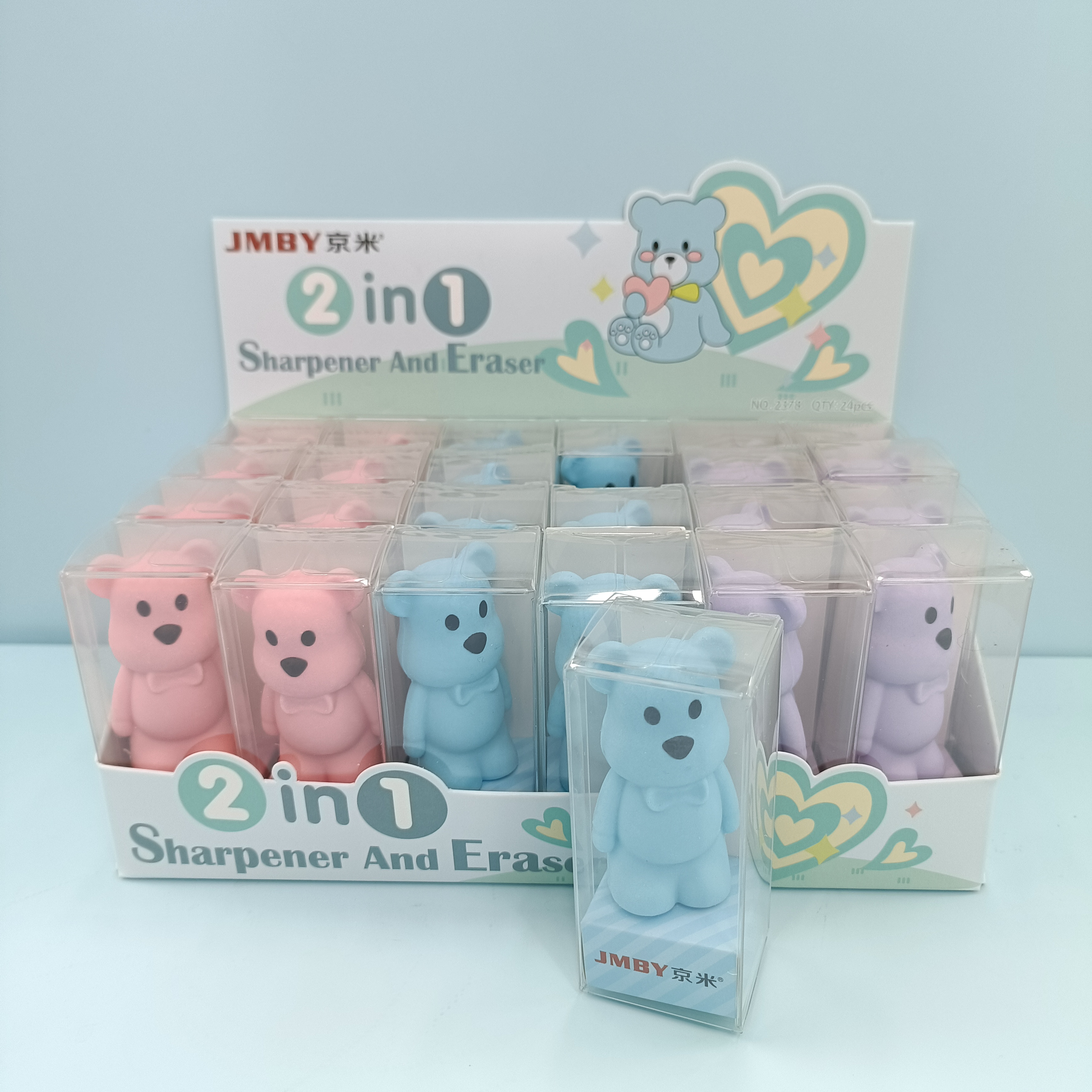 Creative stationery cartoon three-dimensional small dinosaur dual-purpose pencil sharpener rubber student supplies wholesale details Picture