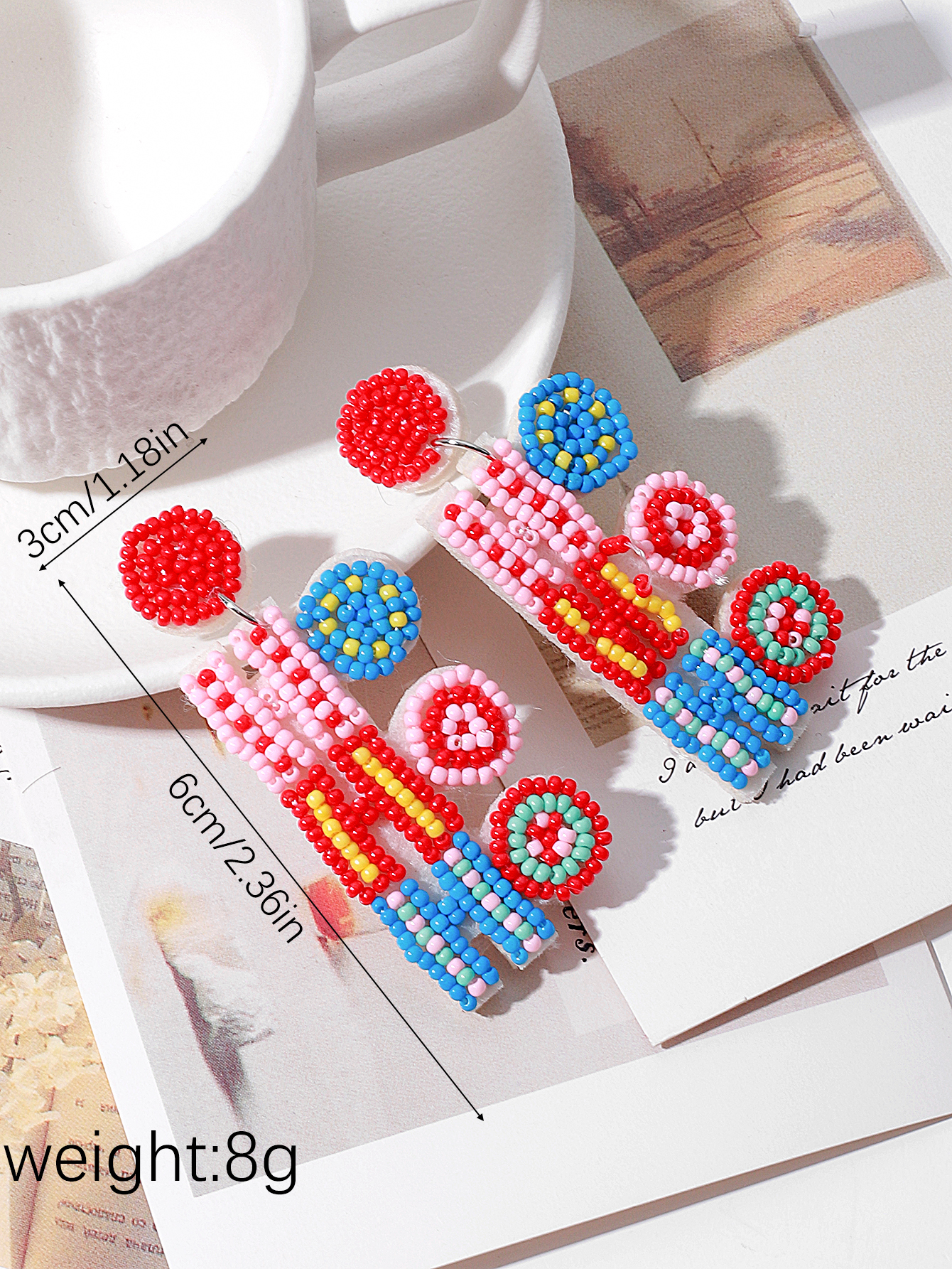 Europe And The United States Cross-Border Handmade Cloth Rice Beads Christmas Ho Letter Fashion Creative Fashion Commuter Women's Earrings Application Scenario