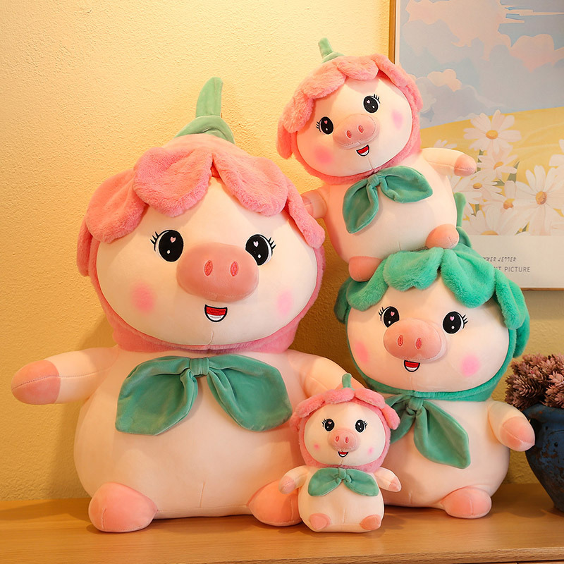 Cartoon cute pig dolls, plush toys, large bed dolls, adorable petal pig figurines, children's birthday gifts Specification image
