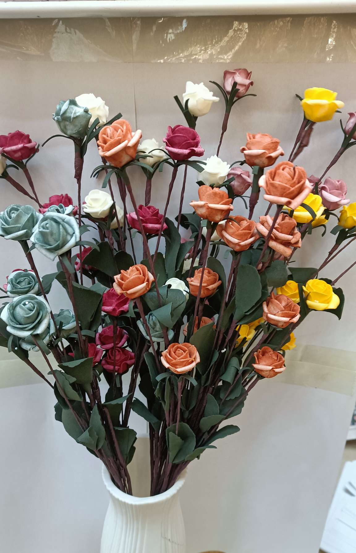 PE artificial flower handicrafts and ornaments: rose, chrysanthemum, and artificial reed flower detail image 5