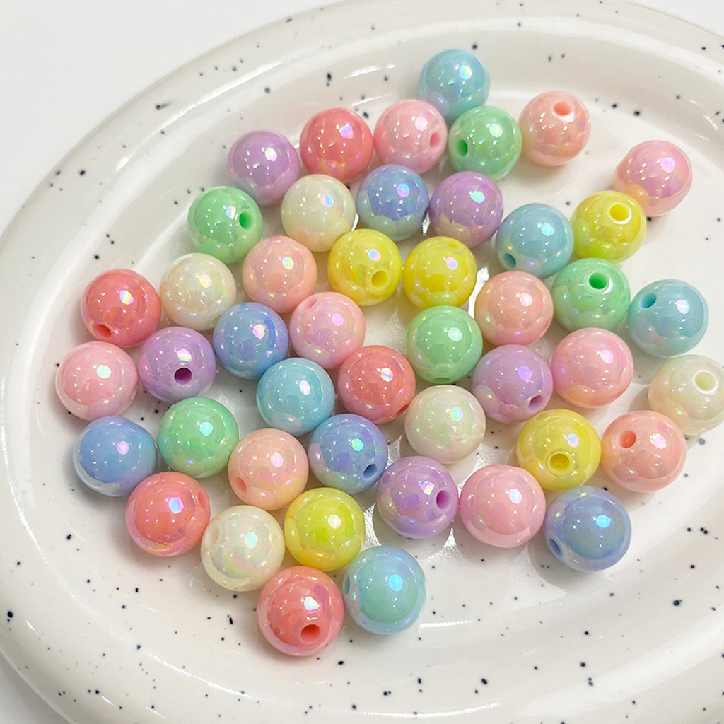 Manufacturers Direct Acrylic Plated Color Red Ab Round Beads Diy Mobile Phone Chain Accessories String Bracelet Jewelry Materials Loose Beads Color Jewelry Accessories details Picture