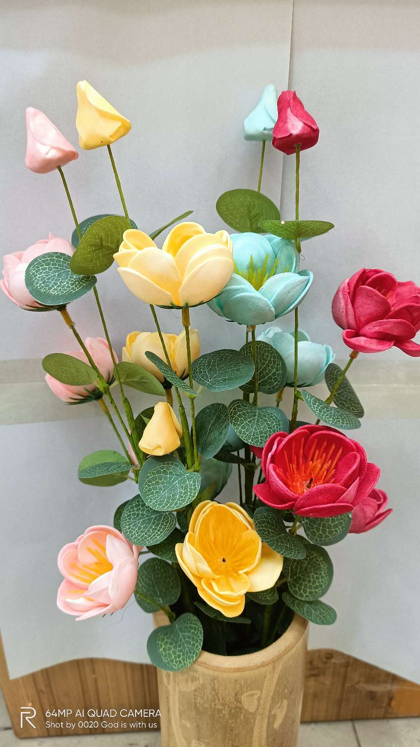 PE artificial flower handicrafts and ornaments: rose, chrysanthemum, and artificial reed flower detail image 3