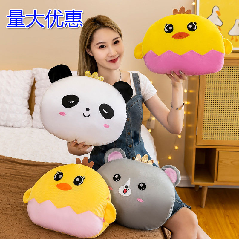 Cartoon warm hand pillow plush toy, a cute winter girl's office nap pillow doll details Picture