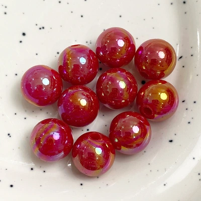 Manufacturers Direct Acrylic Plated Color Red Ab Round Beads Diy Mobile Phone Chain Accessories String Bracelet Jewelry Materials Loose Beads Color Jewelry Accessories
