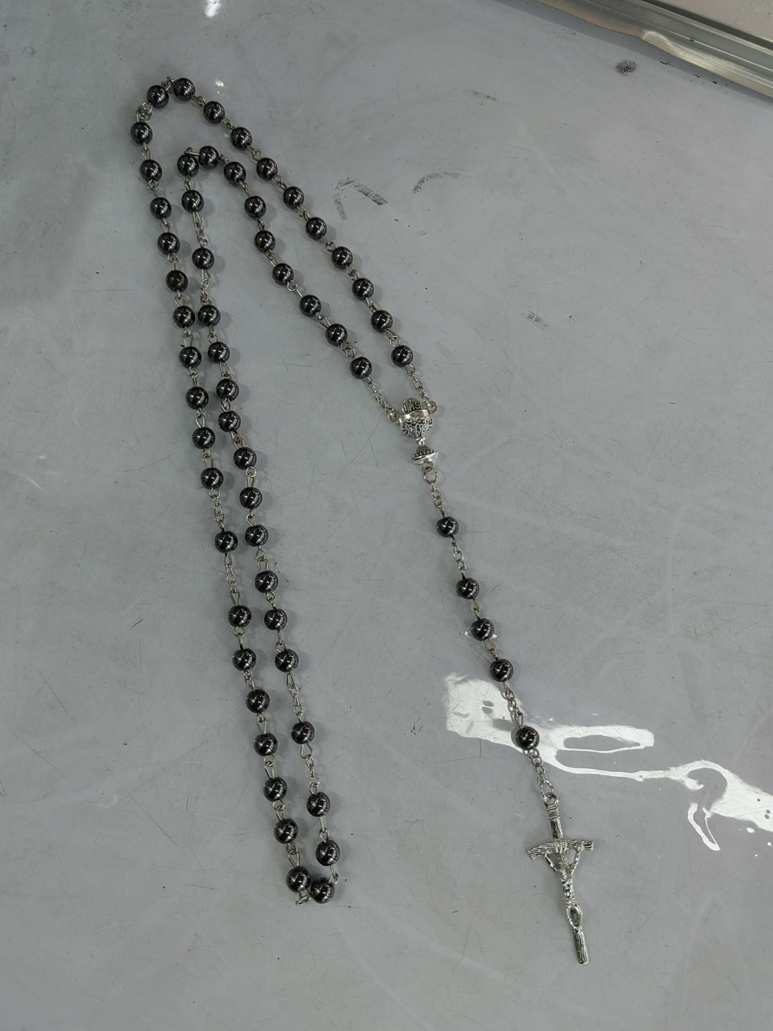 6 centimes bilis negro nueve caracteres aguja collar collar collar cruz pulsera cadena de mano