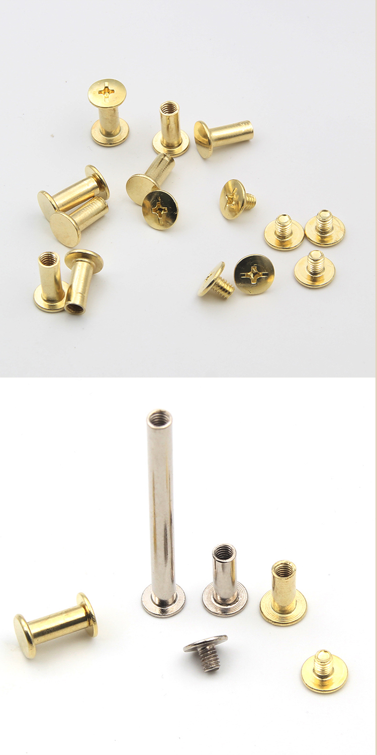 批发记账本一字碳钢子母账钉螺丝镀镍对锁子母螺丝记账本螺丝账钉详情8