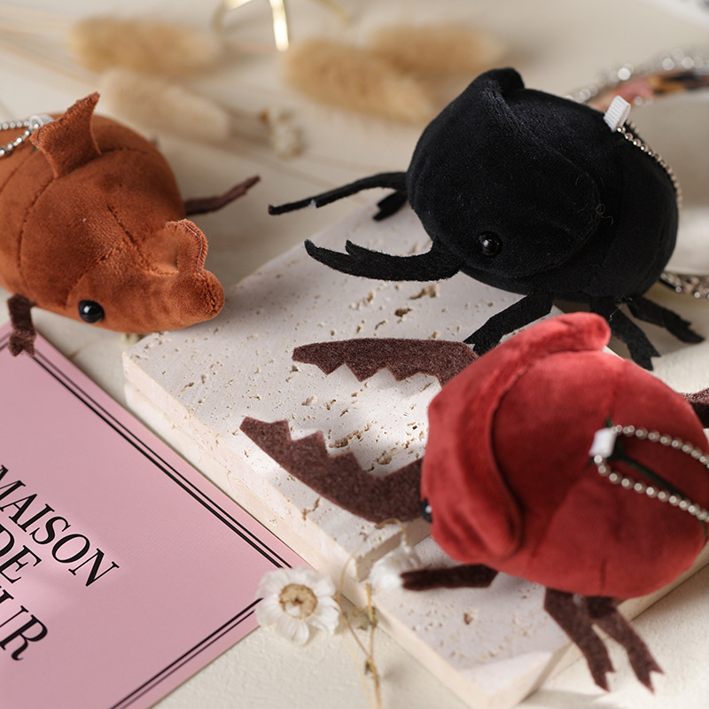 Cross-border best-selling beetle dolls, small plush toys, insect rhinoceros beetle pendants, wedding dolls wholesale, plush toys, small plush toys, handbags, plush