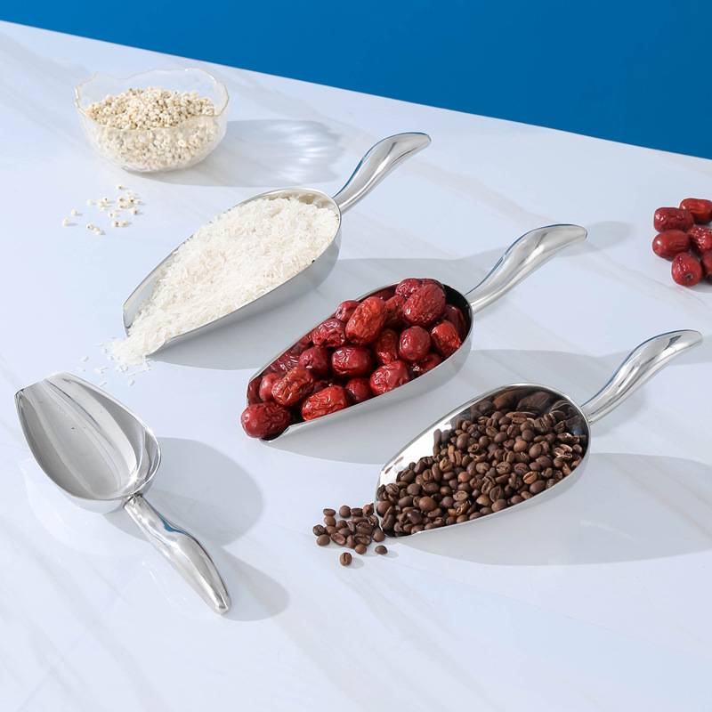 DF99226 stainless steel ice spatula, popcorn flat spatula, multi-purpose spatula for grains, white sugar, flour, soybeans, food, thickened ice spatula, stainless steel spatula, DF Trading House details Picture